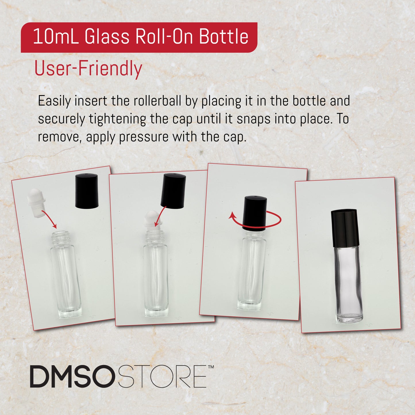 Refillable Roll-On Glass Bottles 10 ML. Glass Bottle Plastic Roller Ball 24 ct.