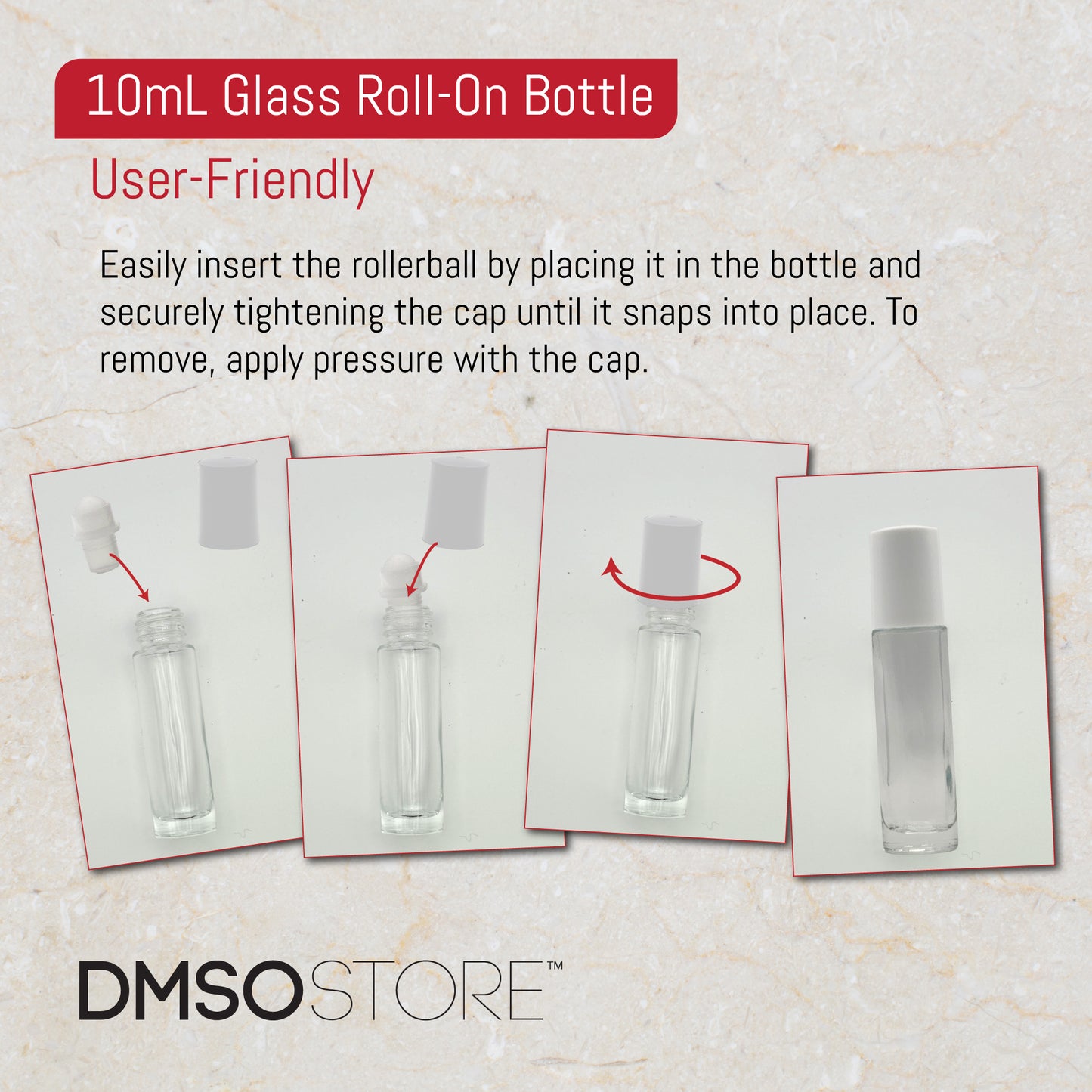 Refillable Roll on kit 10 ML. Glass Roller Ball & Container 6 ct.