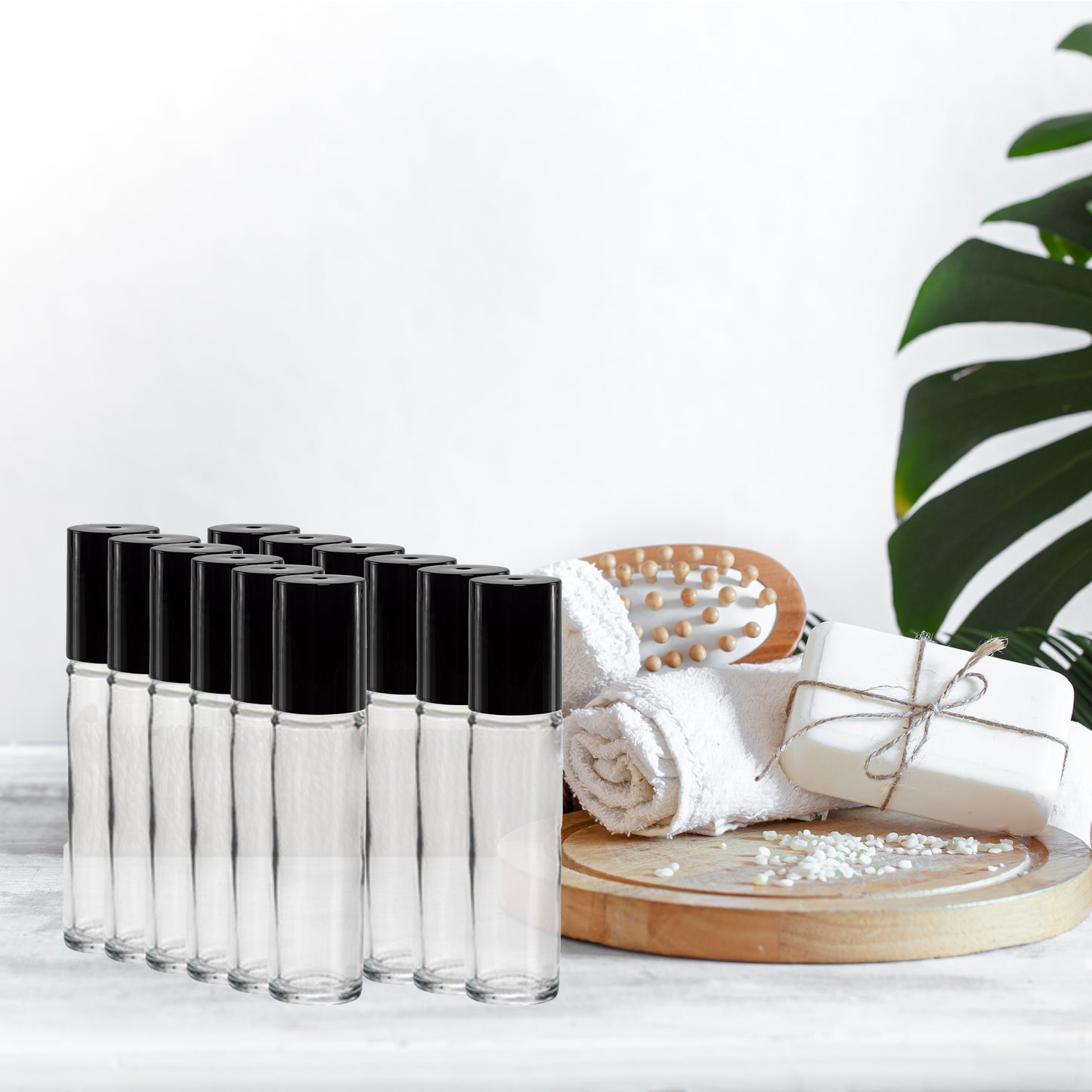 Refillable 10ML Glass Roll on bottle| Plastic Roller Ball 12 ct.