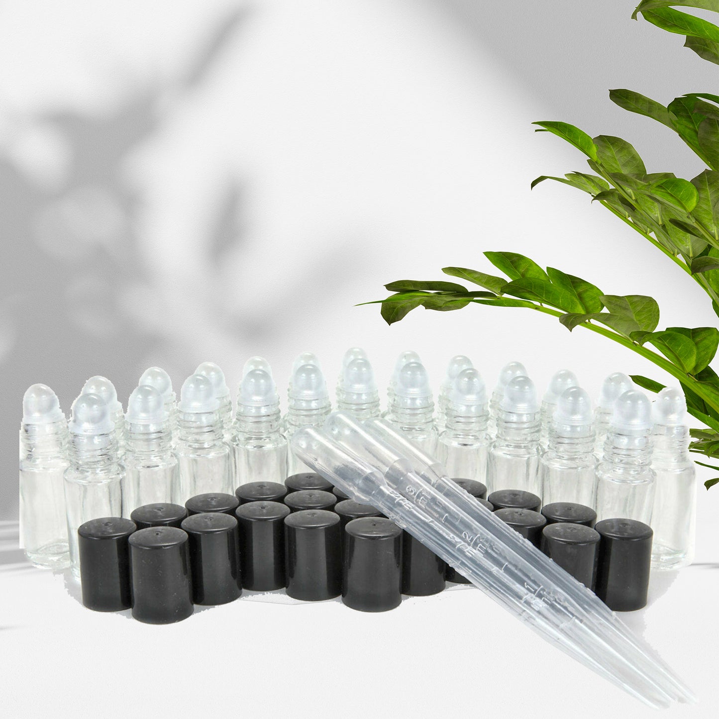 Refillable Roll-On Glass Bottles 10 ML. Glass Bottle Plastic Roller Ball 24 ct.