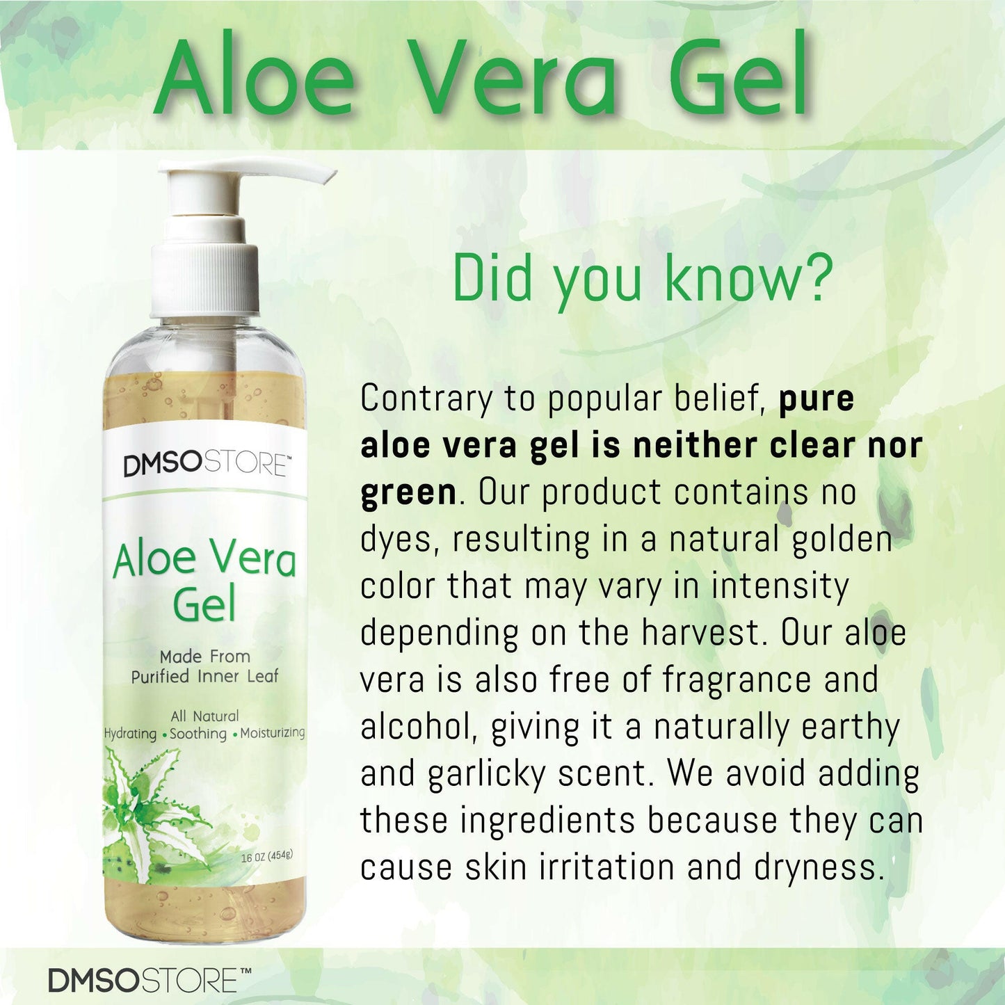 This family-size 128oz of gentle, alcohol-free, 99.9% pure organic aloe vera gel soothes, hydrates, and heals naturally. Buy it at the DMSO Store.