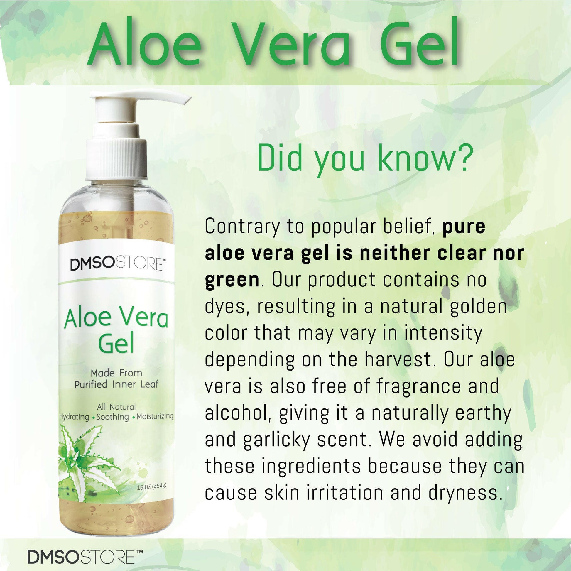 This family-size 128oz of gentle, alcohol-free, 99.9% pure organic aloe vera gel soothes, hydrates, and heals naturally. Buy it at the DMSO Store.