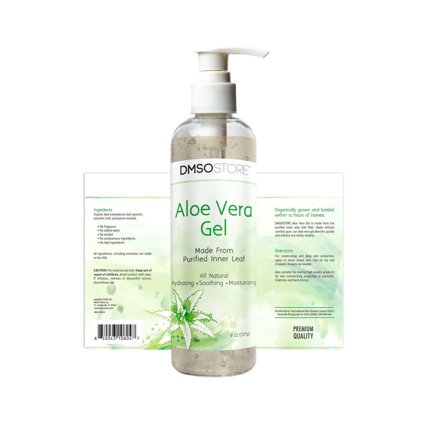 Organic Pure Aloe Vera 8oz Pure, Alcohol-Free Relief