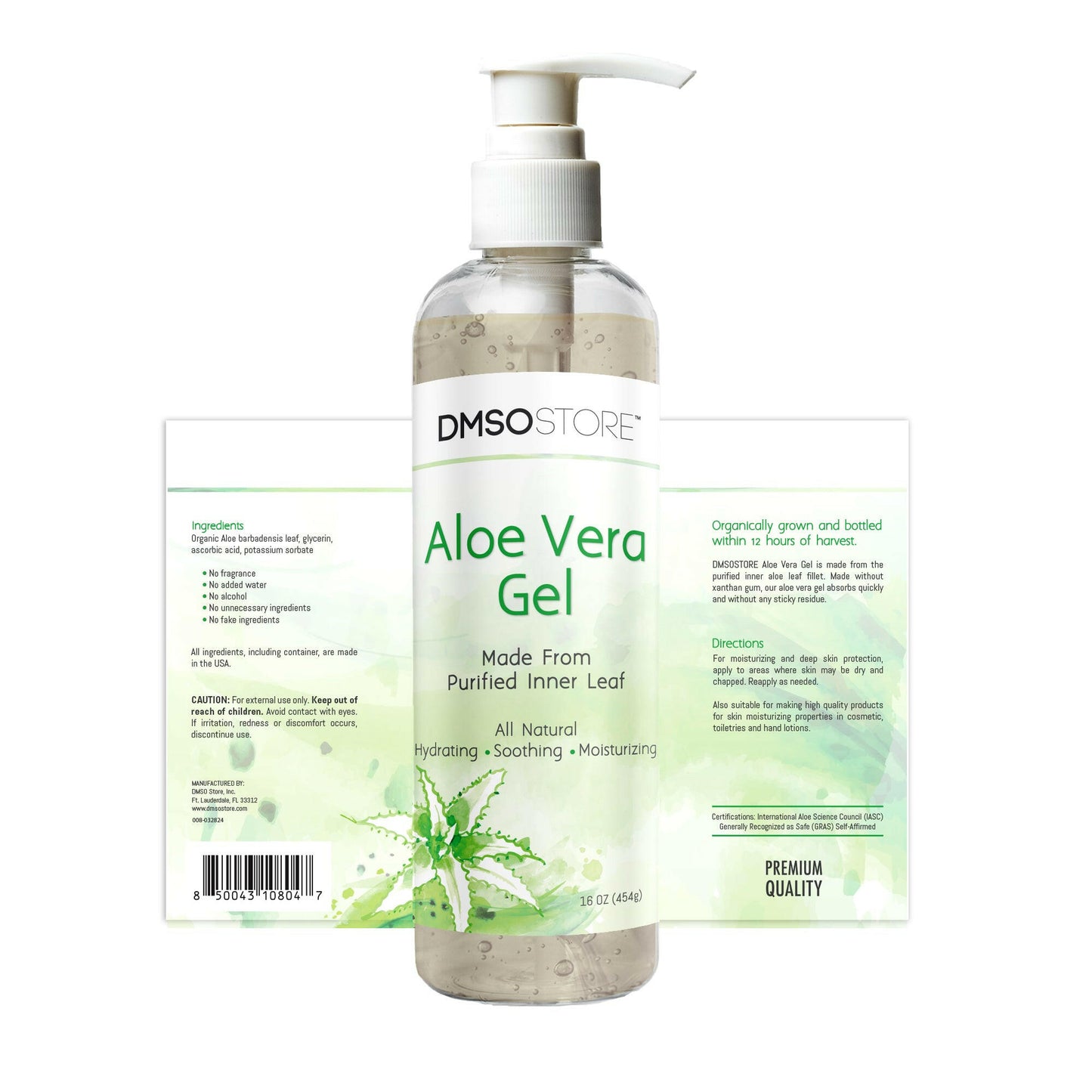 100% Pure Aloe Vera Organic Soothing Skin Moisturizer Alcohol free 16 oz.