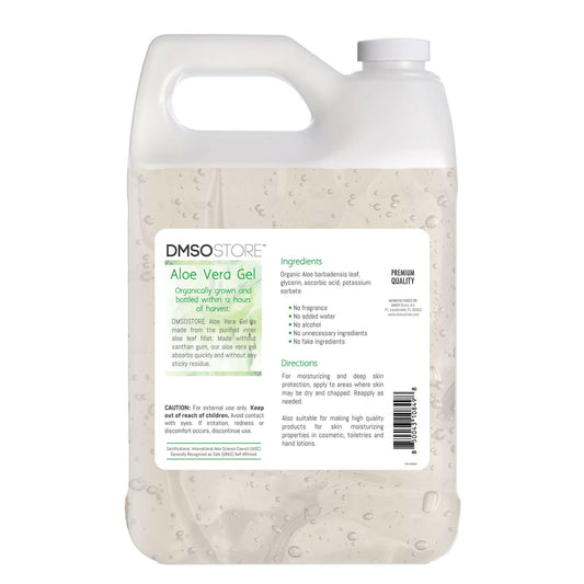 This family-size 128oz of gentle, alcohol-free, 99.9% pure organic aloe vera gel soothes, hydrates, and heals naturally. Buy it at the DMSO Store.