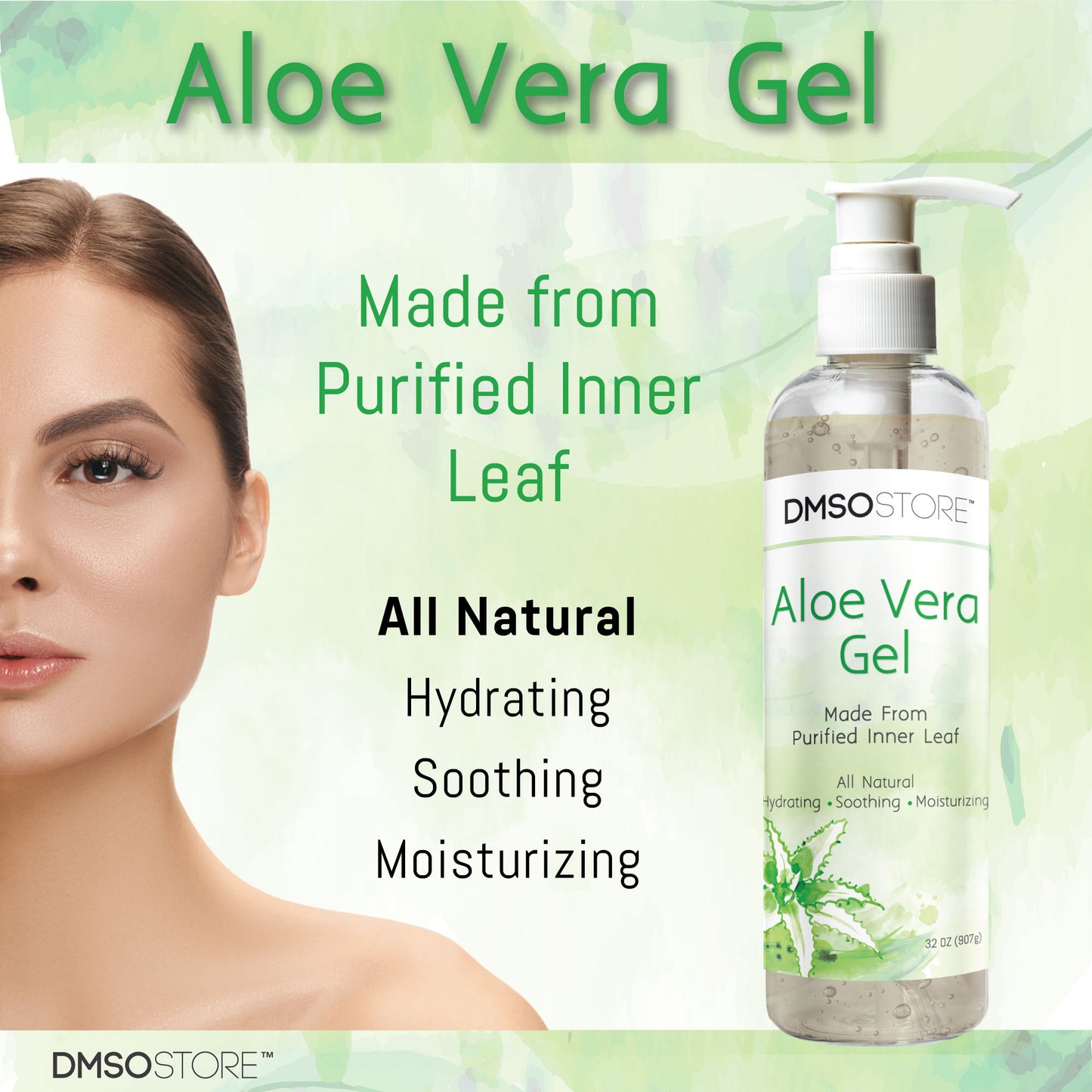 100% Pure Aloe Vera Gel Organic Soothing Skin Moisturizer Alcohol free 32 oz.