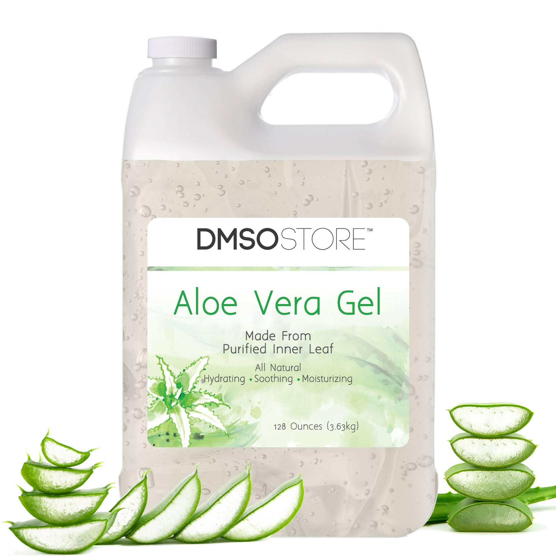 This family-size 128oz of gentle, alcohol-free, 99.9%  pure organic aloe vera gel soothes, hydrates, and heals naturally. Buy it at the DMSO Store.