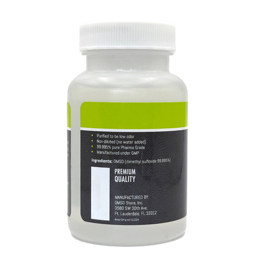 High-quality, 4oz undiluted DMSO liquid is perfect for pain relief and skin health. It is low odor and BPA-free. DMSO Store is your trusted store. Shop now!