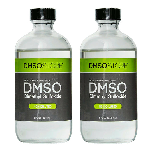 DMSO 4 oz. 2 Glass Bottles Non-diluted 99.995% Low Odor Pharma Grade Liquid Dimethyl Sulfoxide - dmsostore