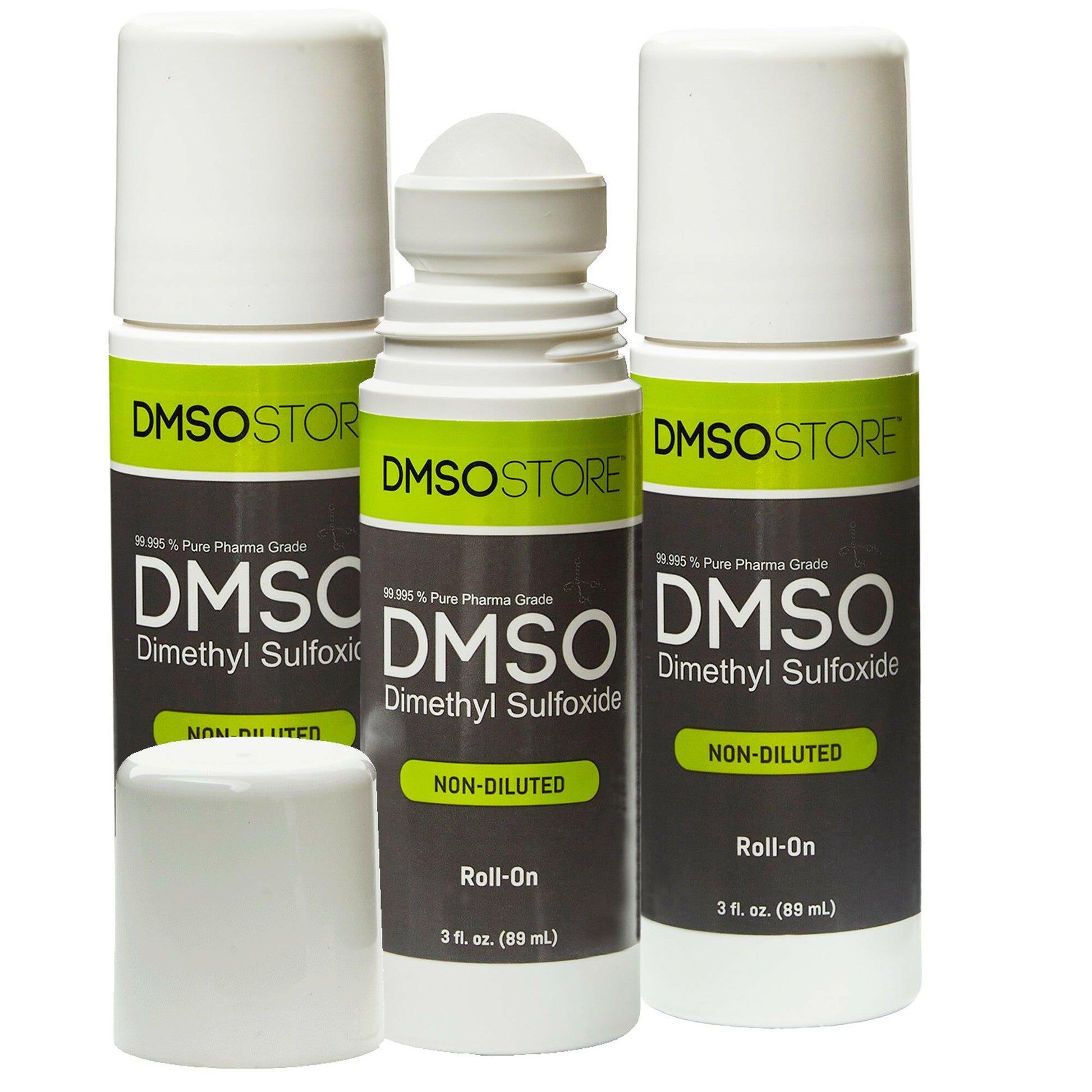 DMSO 3 oz. Roll-On 3 Bottle Special Non-diluted 99.995% Low Odor Pharma Grade Liquid Dimethyl Sulfoxide in BPA Free Plastic - dmsostore