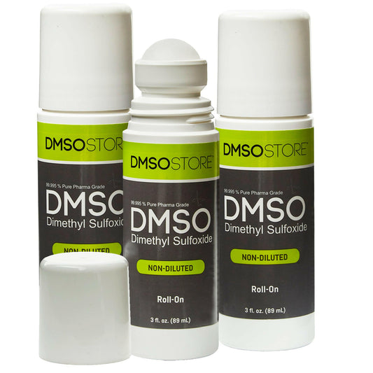DMSO 3 oz. Roll-On 3 Bottle Special Non-diluted 99.995% Low Odor Pharma Grade Liquid Dimethyl Sulfoxide in BPA Free Plastic - dmsostore