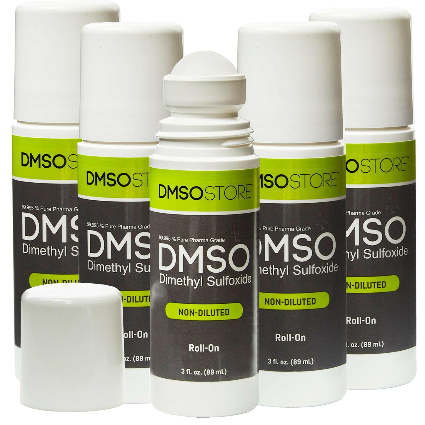 DMSO 3 oz. Roll-on 5 Bottle Special Non-diluted 99.995% Low Odor Pharma Grade Liquid Dimethyl Sulfoxide in BPA Free Plastic - dmsostore