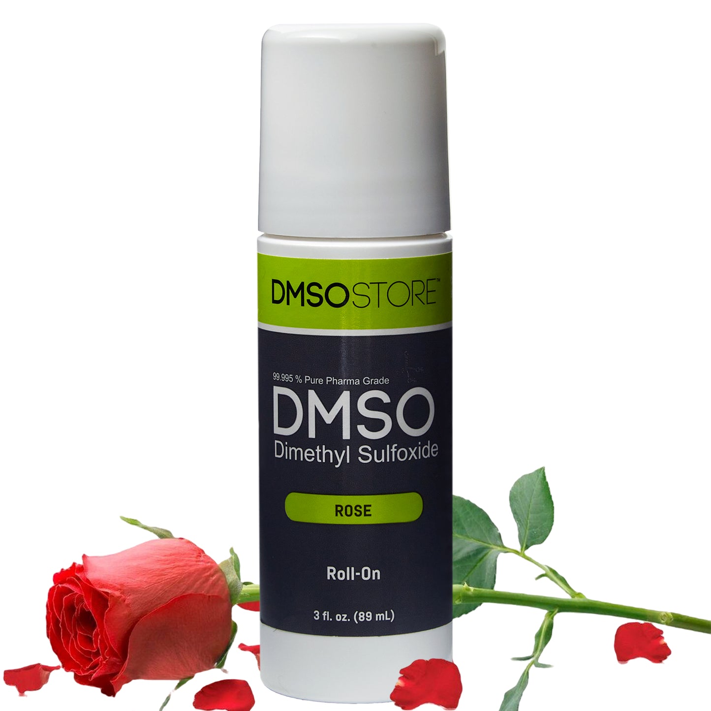 3-oz Rose DMSO roll-ons blend pure Dimethyl Sulfoxide with rose oil to neutralize odor. BPA-free, free shipping.
