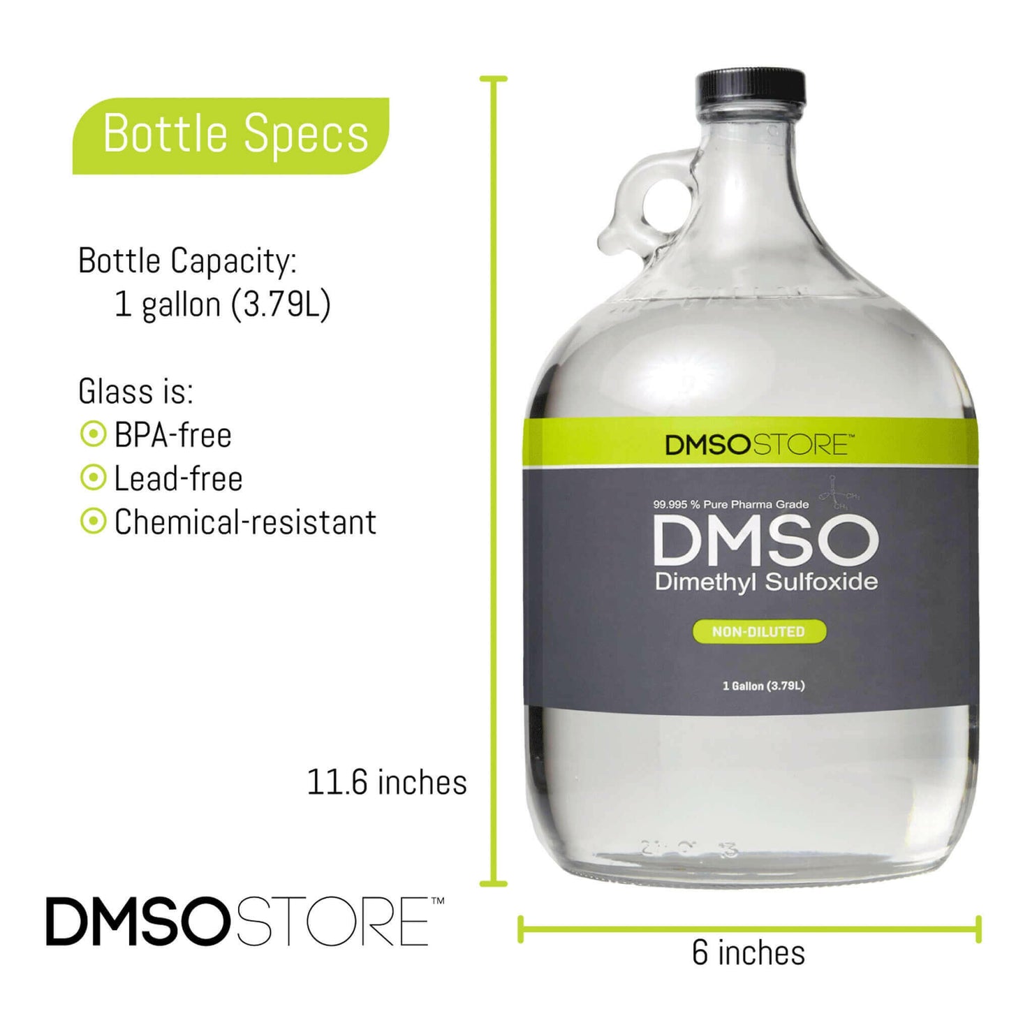 DMSO 1 Glass Gallon Non-diluted 99.995% Low Odor Pharma Grade Liquid Dimethyl Sulfoxide - dmsostore