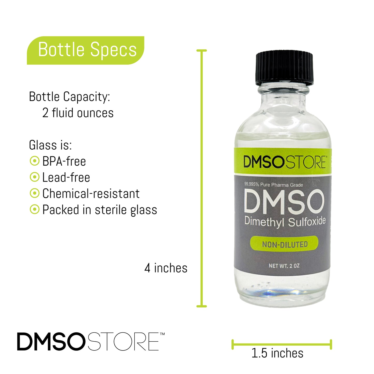 2-oz. DMSO Liquid Non-Diluted 99.995% in a Glass Bottle w/ Dropper
