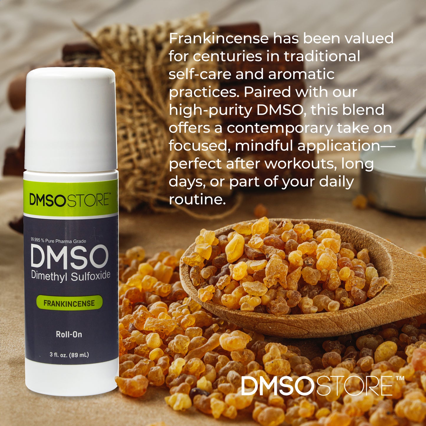 DMSO Roll-On with Frankincense | Low-Odor Topical Blend – 3oz