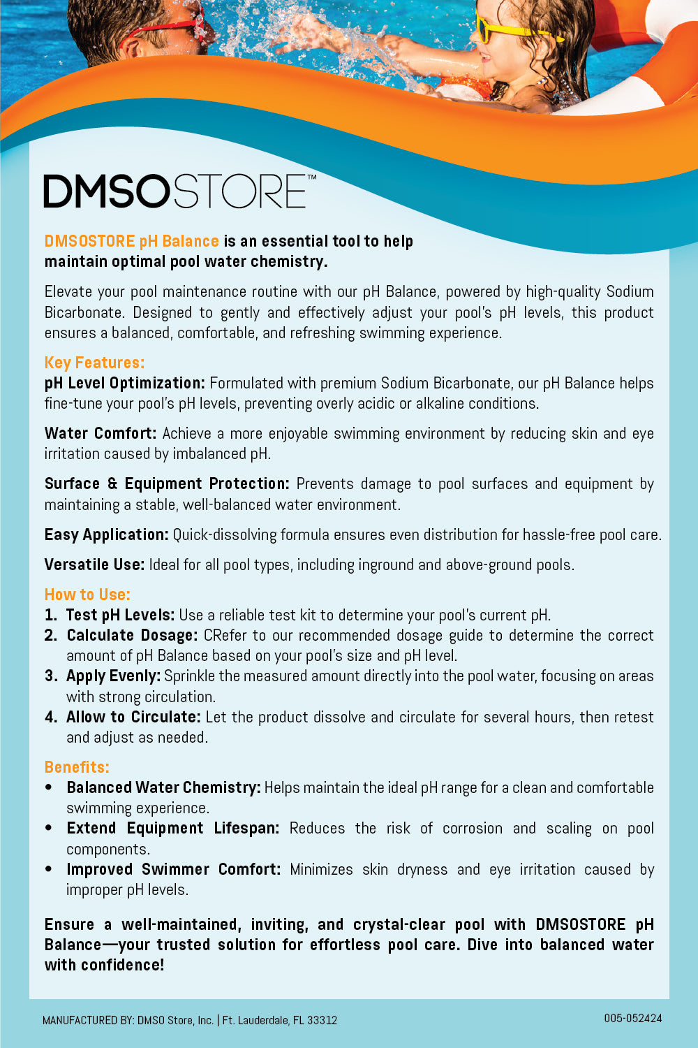 Soda Ash for crystal-clear pools. It boosts pH and alkalinity, protects equipment, and enhances chlorine. It is safe and high-quality. Shop at DMSO Store now!