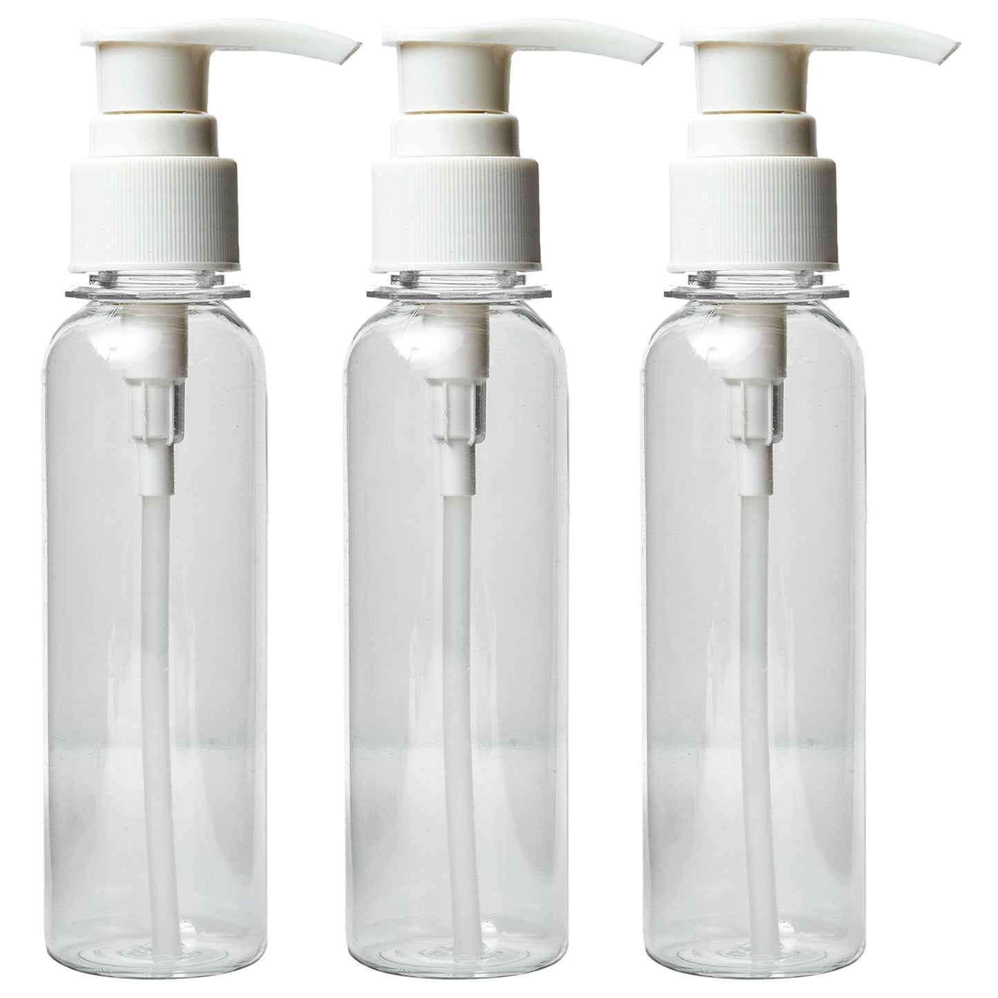 4 oz Clear PET Cosmo Plastic Bottle with White Pump Top