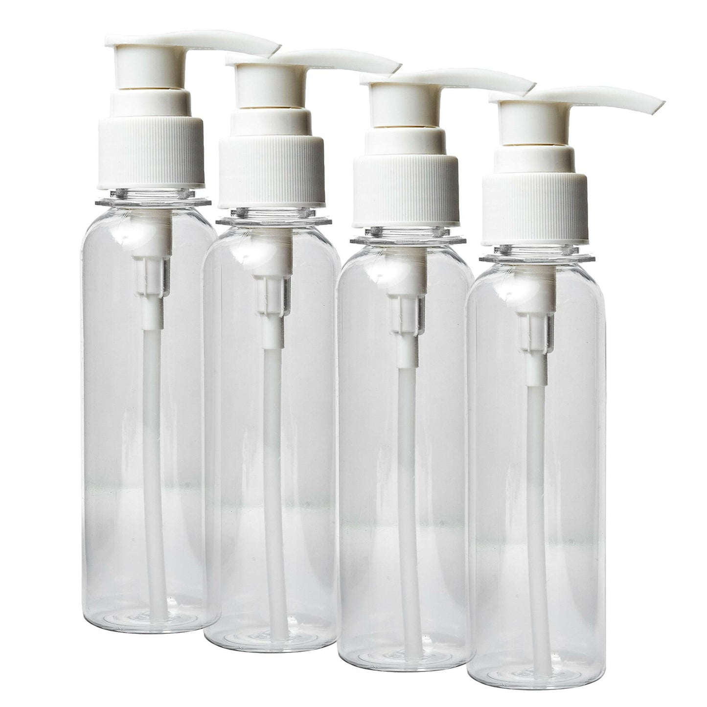 4 oz Clear PET Cosmo Plastic Bottle with White Pump Top