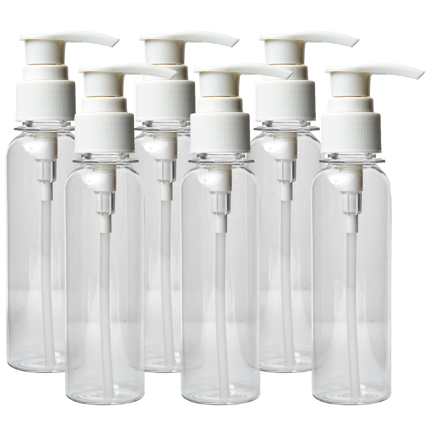 4 oz Clear PET Cosmo Plastic Bottle with White Pump Top