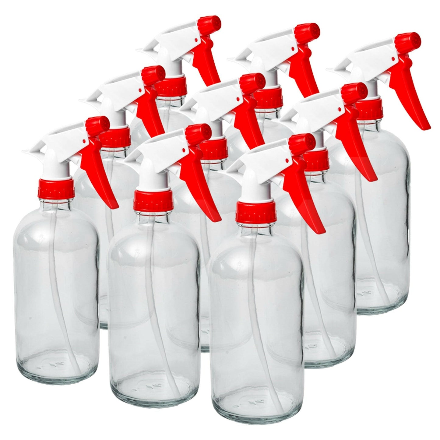 Glass Spray Bottles (8 oz.) with Red trigger sprayer 9 CT - dmsostore