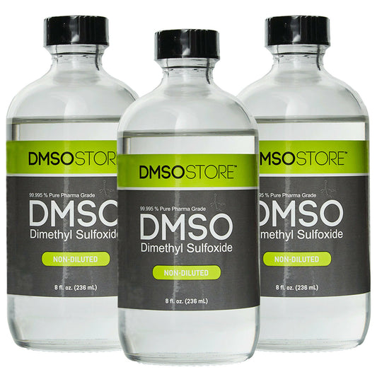 DMSO 8 oz. 3 Glass Bottle Special Non-diluted 99.995% Low Odor Pharma Grade Liquid Dimethyl Sulfoxide - dmsostore