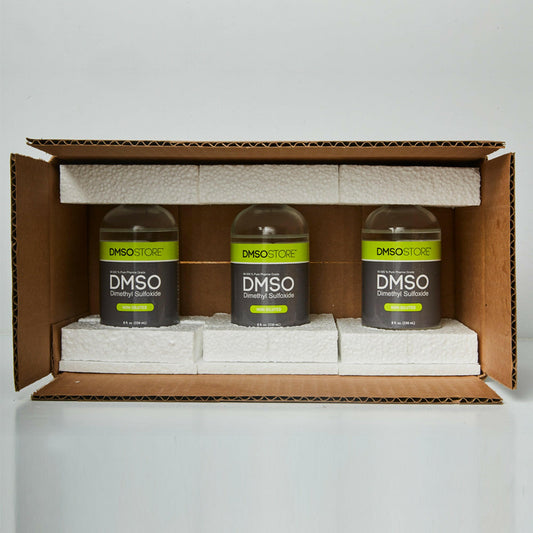 DMSO 8 oz. 3 Glass Bottle Special Non-diluted 99.995% Low Odor Pharma Grade Liquid Dimethyl Sulfoxide - dmsostore