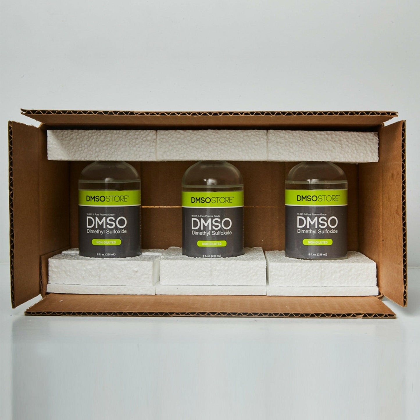 DMSO 8 oz. 3 Glass Bottle Special Non-diluted 99.995% Low Odor Pharma Grade Liquid Dimethyl Sulfoxide - dmsostore