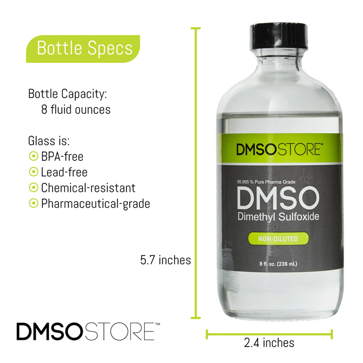 DMSO 8 oz. Glass Bottle With Sprayer Non-diluted 99.995% Low Odor Pharma Grade Liquid Dimethyl Sulfoxide