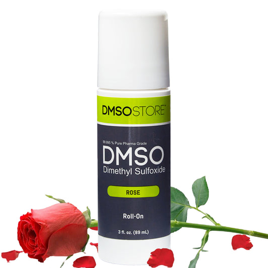 Enjoy the calming scent of rose with Pharma Grade DMSO in a convenient 3-oz roll-on. It provides soothing relief and ships free. Get your DMSO roll-on now!