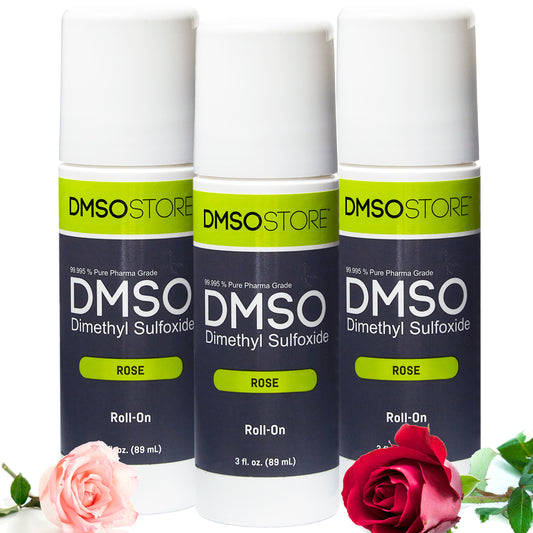 Experience the calming benefits of our Rose-Scented DMSO Roll-on. It's easy to apply and is manufactured by the DMSO Store under strict GMP standards, with free shipping!