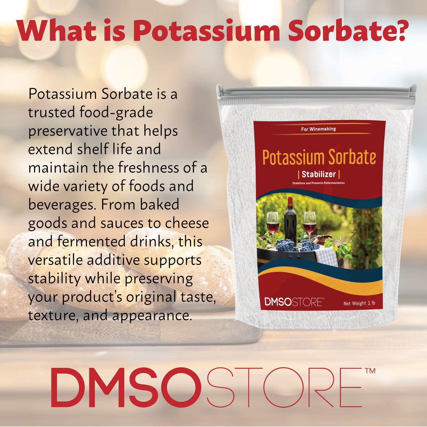 Potassium Sorbate 1 lb - Food Grade Preservative for Winemaking & Food
