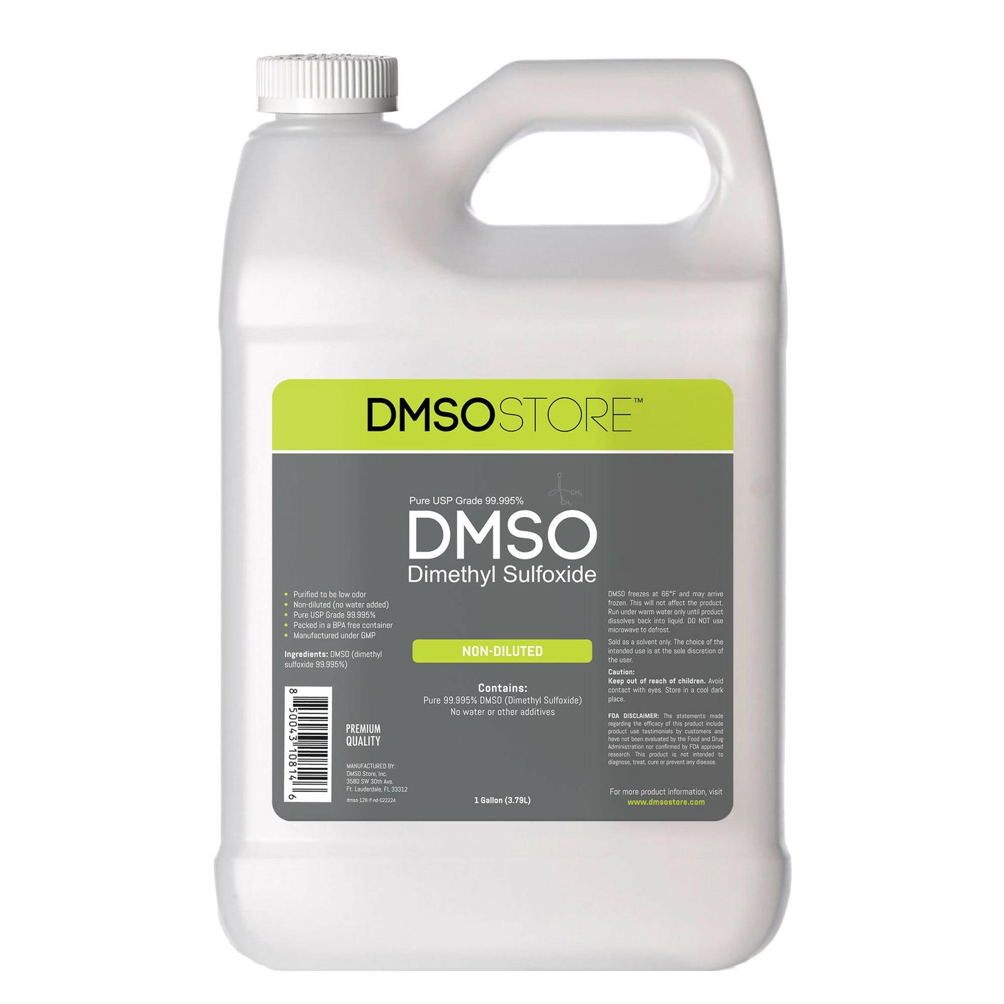 DMSO 4 Gallon Bottles of Non-diluted 99.995% Low Odor Pharma Grade Liquid Dimethyl Sulfoxide in BPA Free Plastic - dmsostore