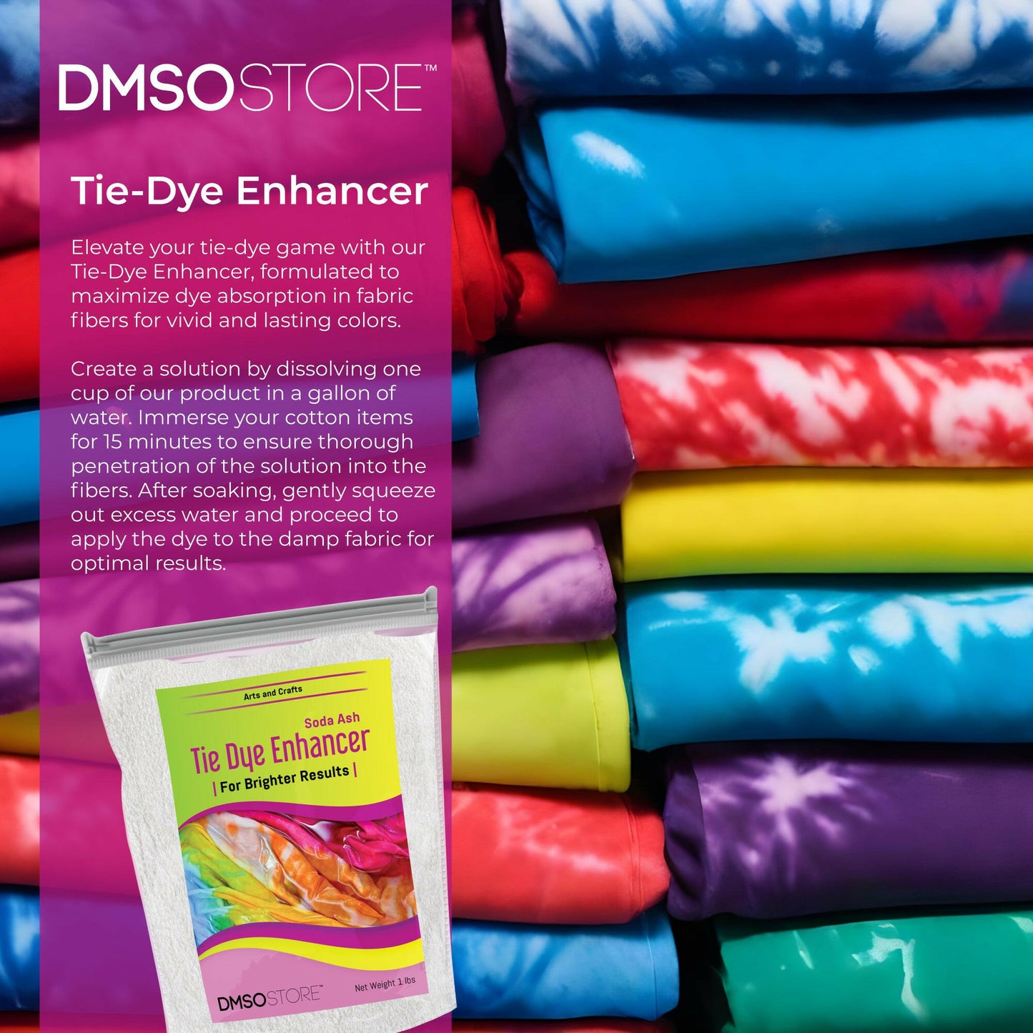 Get creative with Soda Ash! Boosts tie-dye vibrancy, ensures maximum color absorption & perfect for craft projects. Unleash your inner artist!