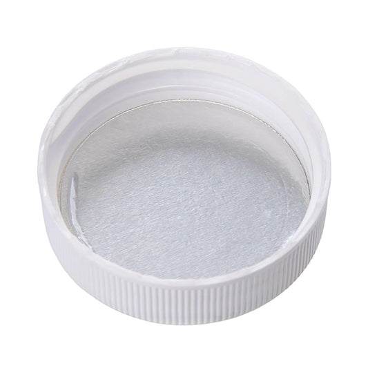 Plastic 38-400 White Child Resistant Cap w/ HIS Foam Liner