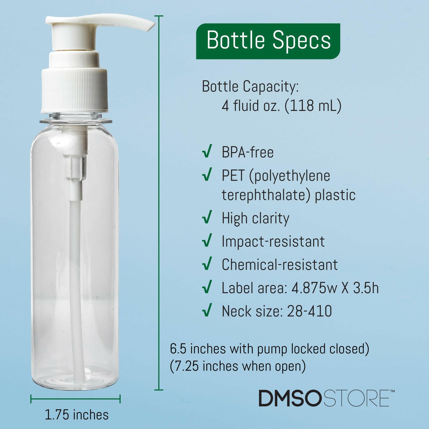 4 oz Clear PET Cosmo Plastic Bottle with White Pump Top