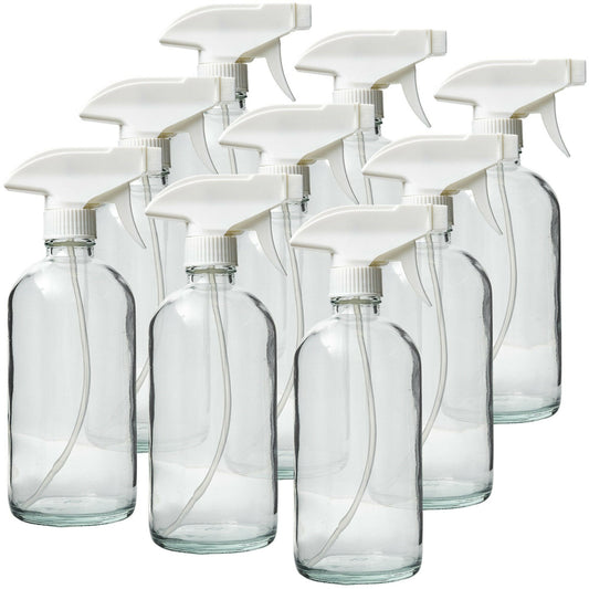 DMSOSTORE 9 Glass Spray Bottles (8 oz.) with white trigger sprayer - dmsostore