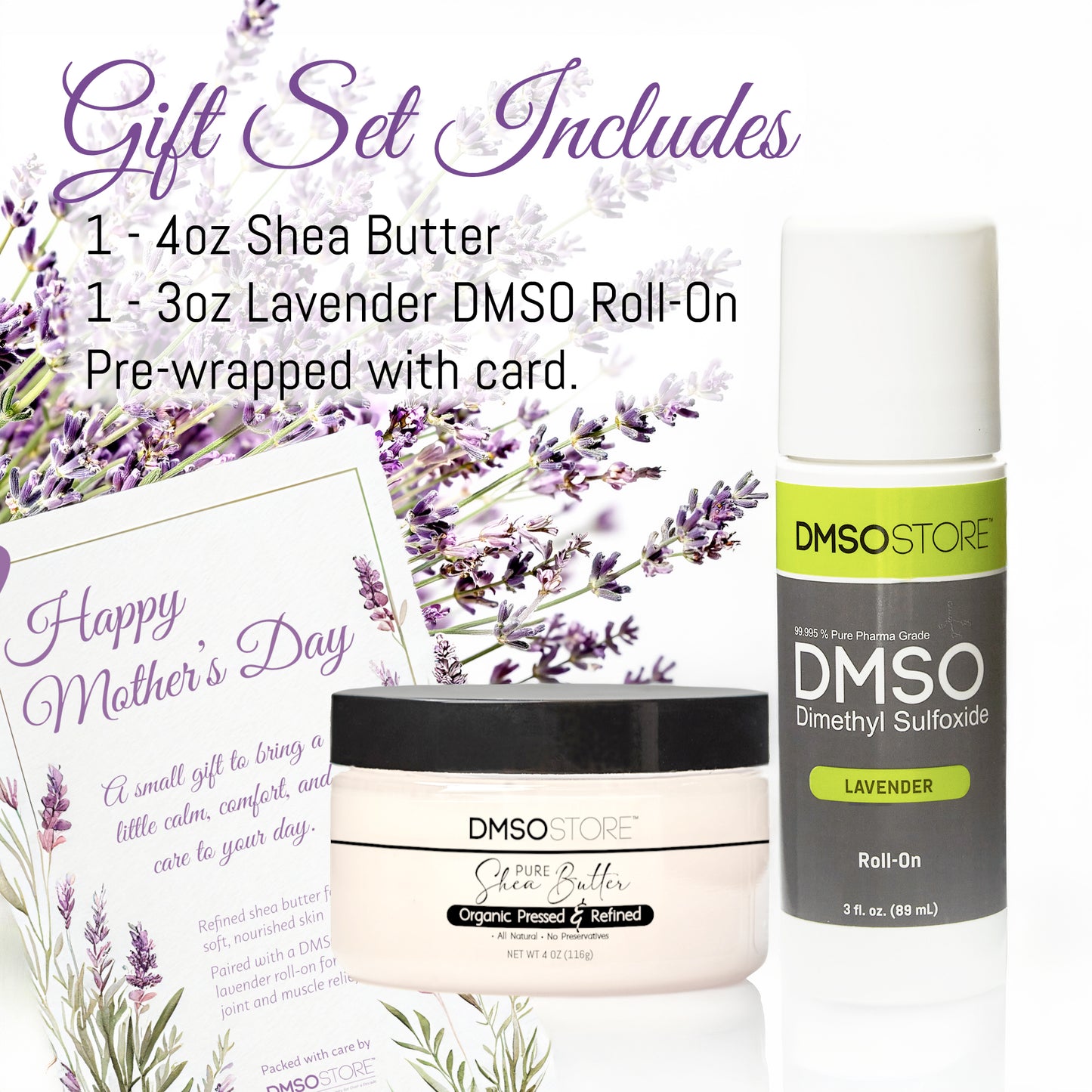 Mother’s Day Relaxation & Recovery Gift Set – Shea Butter & Lavender DMSO Roll-On