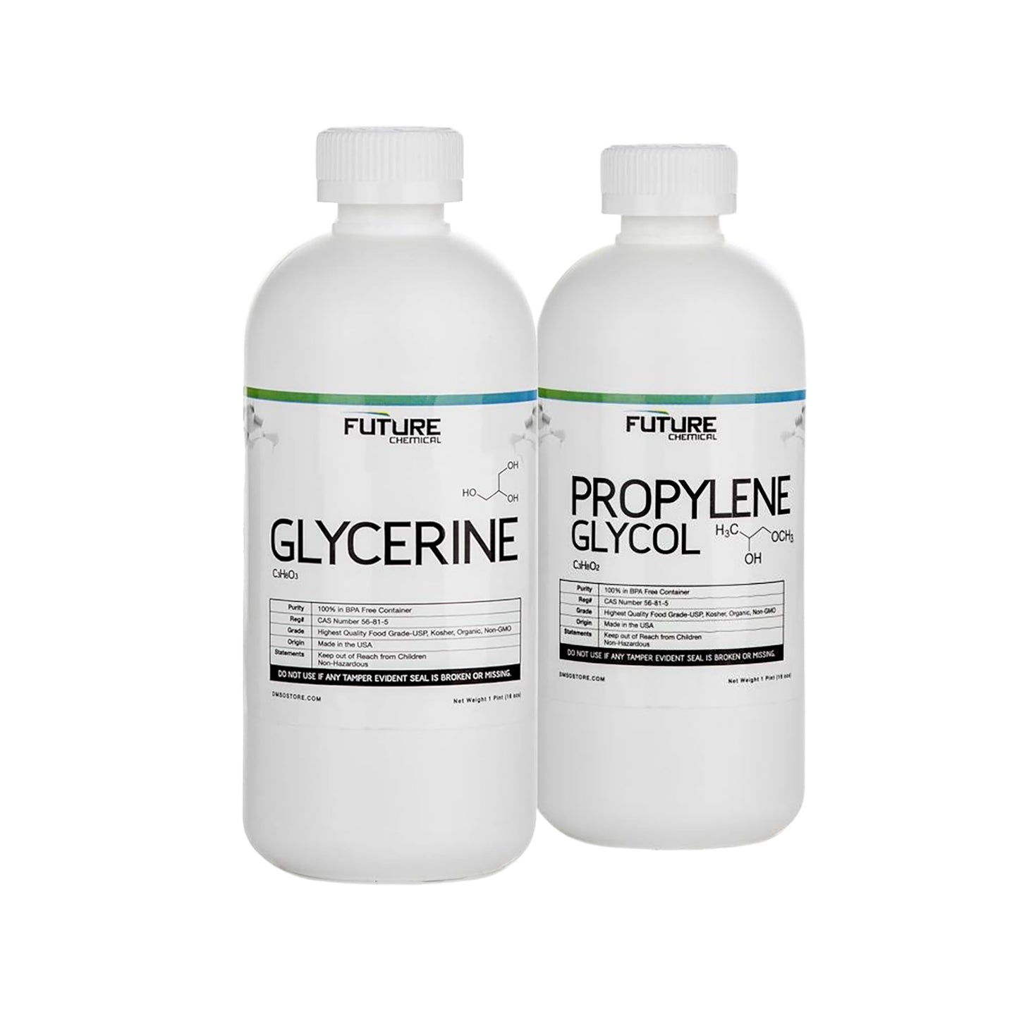 2 Pint (16 oz) Bundle. Vegetable Glycerine 99.75% & Propylene Glycol 99.998% USP Grade - High Purity, Kosher, Food Grade - Made in USA