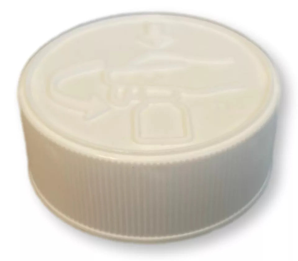 Plastic 38-400 White Child Resistant Cap w/ HIS Pulp Liner