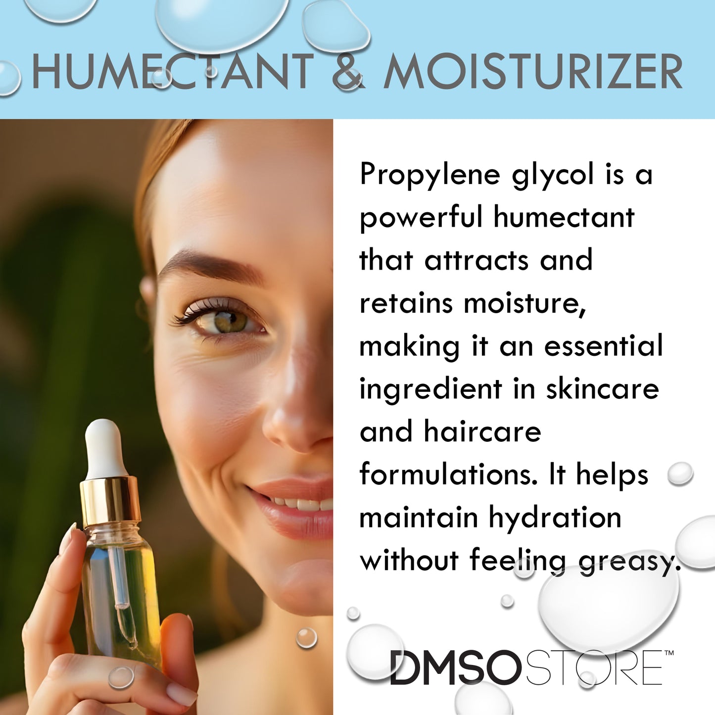 Propylene Glycol, which is 99.998% pure and USP Grade. It meets rigorous certifications like USP, FCC, IPEC, and Kosher. Ideal for food, pharma, and other applications, it's manufactured in the USA and has a 2-year shelf life. It's perfect for various industry needs. Get your high-quality Propylene Glycol today at the DMSO Store!