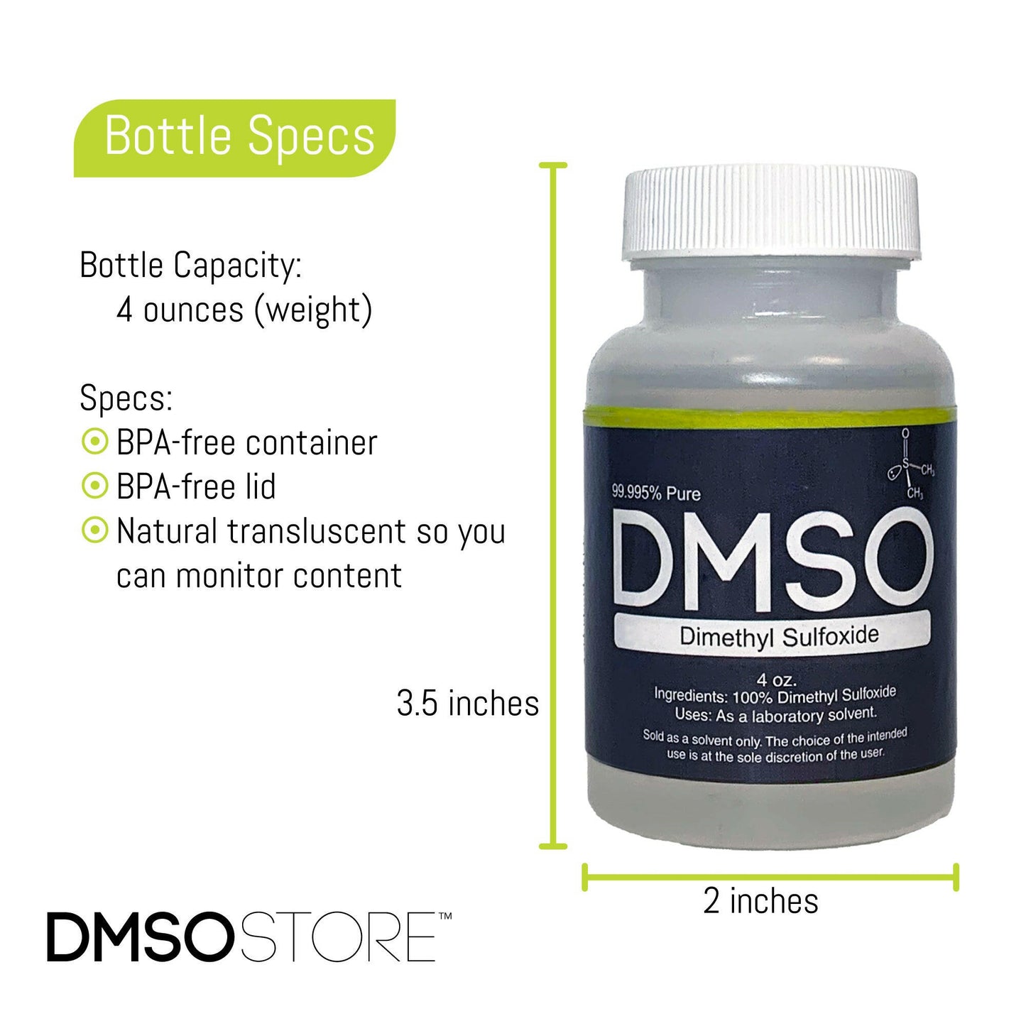 DMSO 4 oz. Plastic Bottle 99.995% Pure Low Odor Pharma Grade Dimethyl Sulfoxide