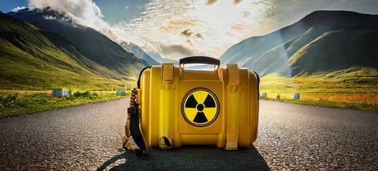 Nuclear emergency kit in middle of the road.