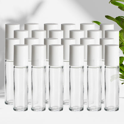 Refillable Roll on kit 10 ML. Glass Roller Ball & Container 24ct.