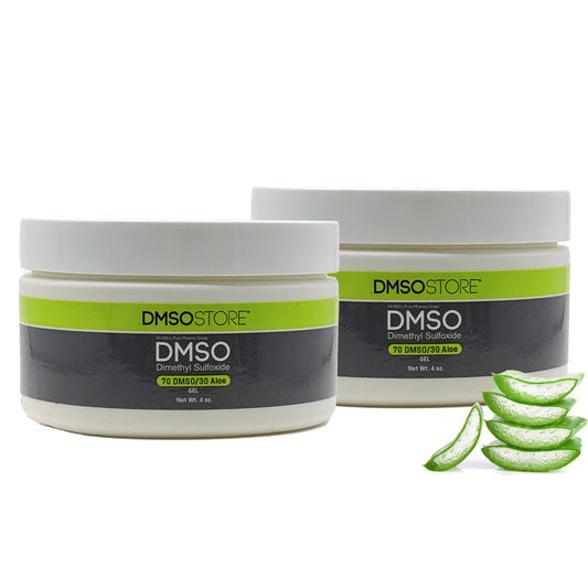 DMSO 70/30 4 oz. Gel 2 pack Jar - DMSO with aloe vera Low Odor Pharma Grade in BPA Free Plastic