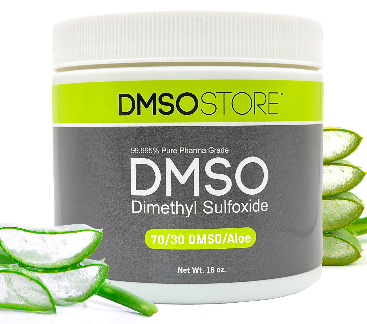 DMSO Gel with Aloe Vera | 70/30 Pharma Grade Dimethyl Sulfoxide Blend | 16 oz BPA-Free Plastic Jar