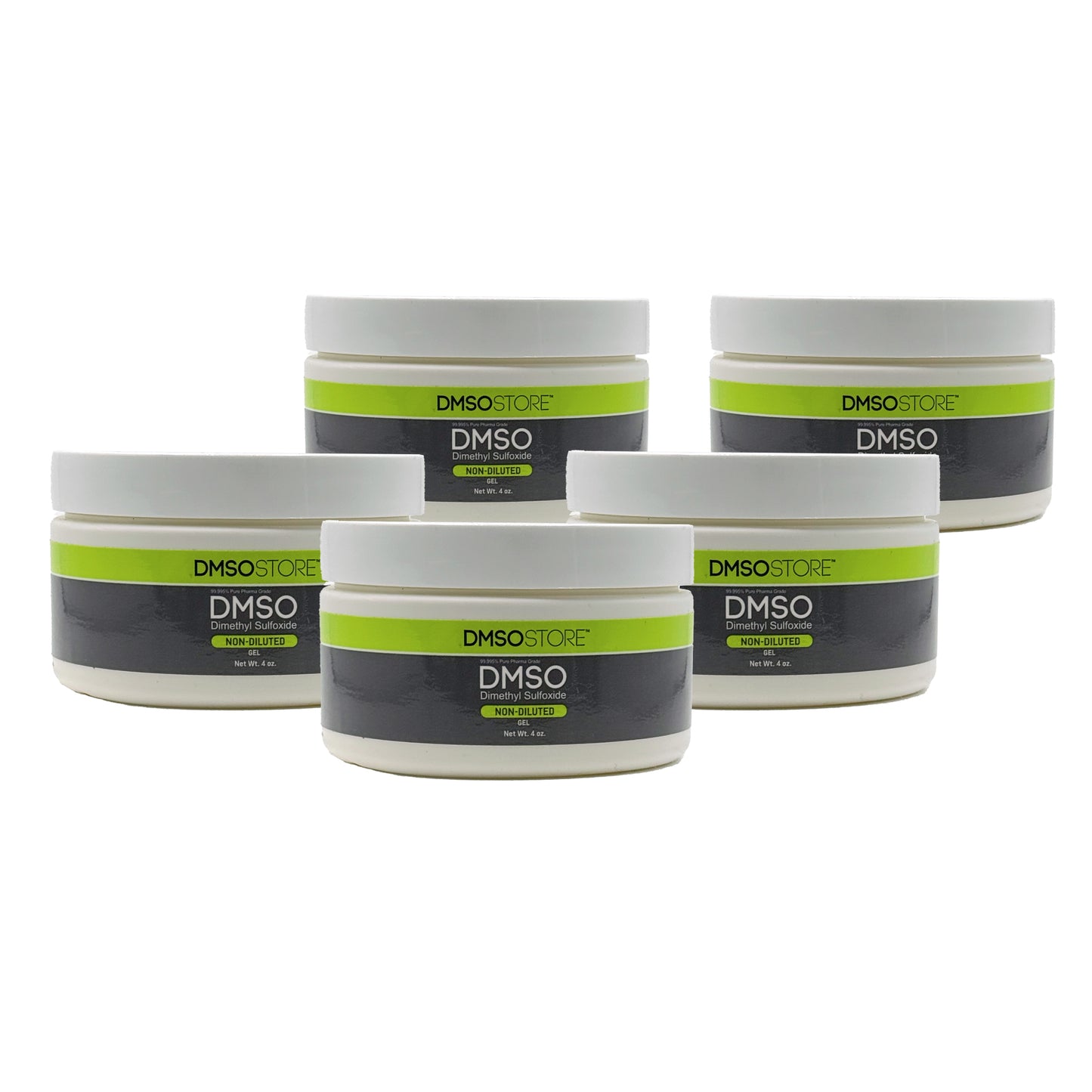 DMSO 4 oz. Gel 5 Jar Special Non-diluted 99.995% Low Odor Pharma Grade Dimethyl Sulfoxide in BPA Free Plastic