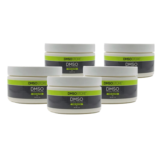 DMSO 4 oz. Gel 5 Jar Special Non-diluted 99.995% Low Odor Pharma Grade Dimethyl Sulfoxide in BPA Free Plastic