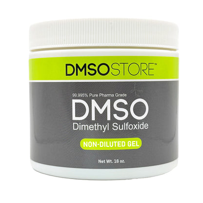 A 16 OZ  jar labeled DMSO Dimethyl Sulfoxide non-diluted gel with 99.995% purity, in BPA free packaging.
Joint and muscle support.