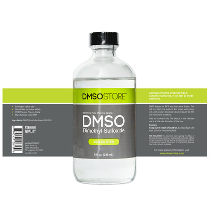 DMSO 8 oz. Glass Bottle Non-diluted 99.995% Low Odor Pharma Grade Liquid Dimethyl Sulfoxide - dmsostore